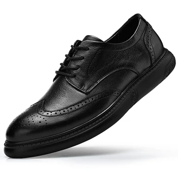 Vīrieši luksusa modes lielo izmēru kāzu kleitas īstas ādas brogue kurpes cirsts bullock apavu kungi sneaker zapatos vīrietis