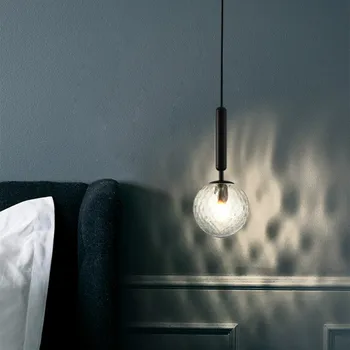 Mūsdienu minimālisma stikla bumbu kulons gaismas restorāns viena galvas lampas Ziemeļvalstu radošas personības, guļamistabas gultas lampa LB022013