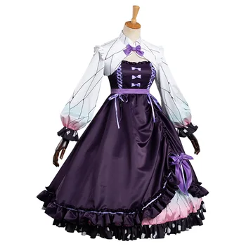Anime Demon Slayer Kochou Shinobu Cosplay Kostīmu Lolita Kimono Kleita Tērpiem Halloween Karnevāla Tērps