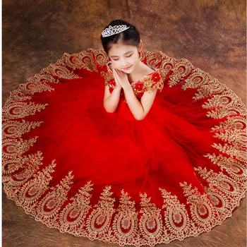 Izsmalcinātu Izšuvumu Bērniem princese tērpus Kāzu Puķu Meitene Tutu klavierspēlē dzimšanas dienas kleita princese cosplay