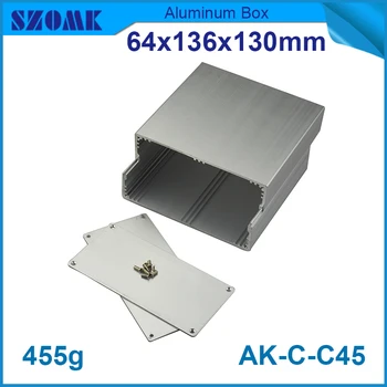 10pcs/daudz karstā pārdošanas alumīnija gadījumos būra 64(H)x136(W)x130(L) mm, sudraba krāsa, labs meklē, elektronikas mājokļu kaste